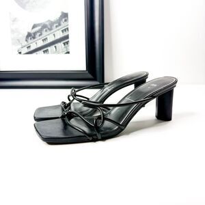Zara Women's Black Strappy Block Heeled Sandals | Size 40 | Square Toe Slip-On